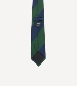 Blue And Green Dual Block Stripe Mogador Tipped Tie -Drakes Shop DR1AAN23614 02202 4