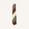 Olive, Red And Ecru Triple Stripe Mogador Tipped Tie -Drakes Shop DR1AAN23615 01402 2