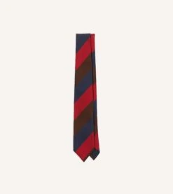 Navy, Red And Brown Triple Stripe Mogador Tipped Tie