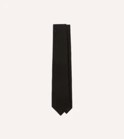 Black Pure Cashmere Solid Tipped Tie