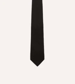 Black Pure Cashmere Solid Tipped Tie -Drakes Shop DR1AAN23697 02100 3