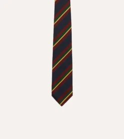 Green Multi Stripe Silk Mogador Tipped Tie -Drakes Shop DR1AAN24108 01302 3
