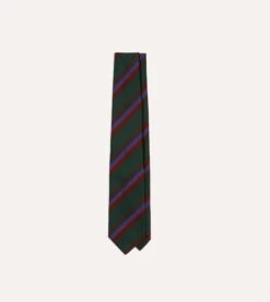 Green And Brown Stripe Silk Mogador Tipped Tie