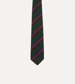 Green And Brown Stripe Silk Mogador Tipped Tie -Drakes Shop DR1AAN24108 03 202 3