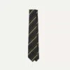 Green And Navy Stripe Silk Mogador Tipped Tie -Drakes Shop DR1AAN24108 04 402 1
