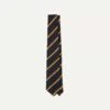 Navy, Gold And Brown Regimental Stripe Mogador Tipped Tie -Drakes Shop DR1AAN24111 01 252 1