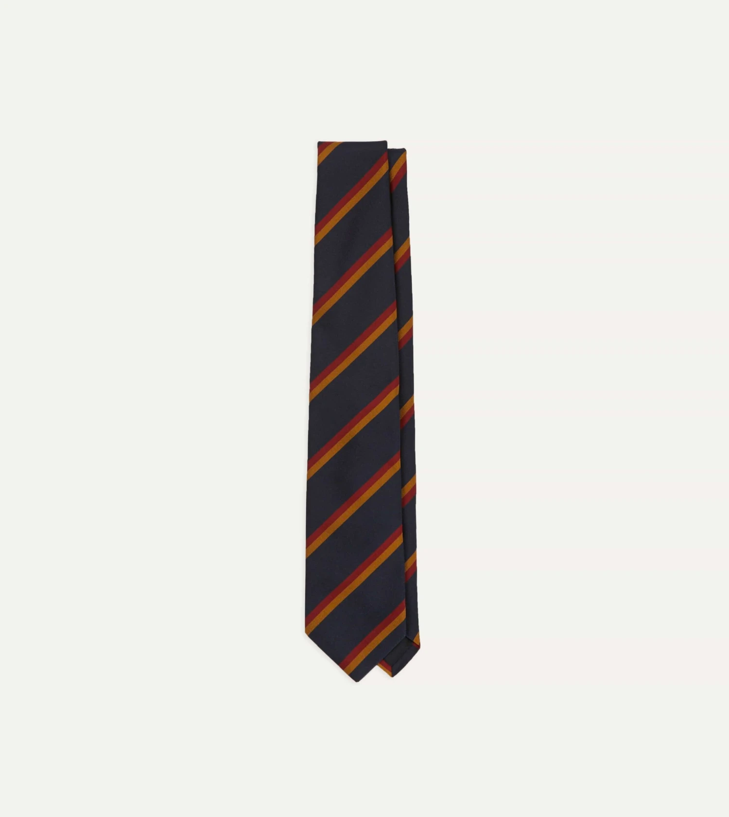 Navy, Orange And Red Regimental Stripe Mogador Tipped Tie 3 Navy, Orange And Red Regimental Stripe Mogador Tipped Tie