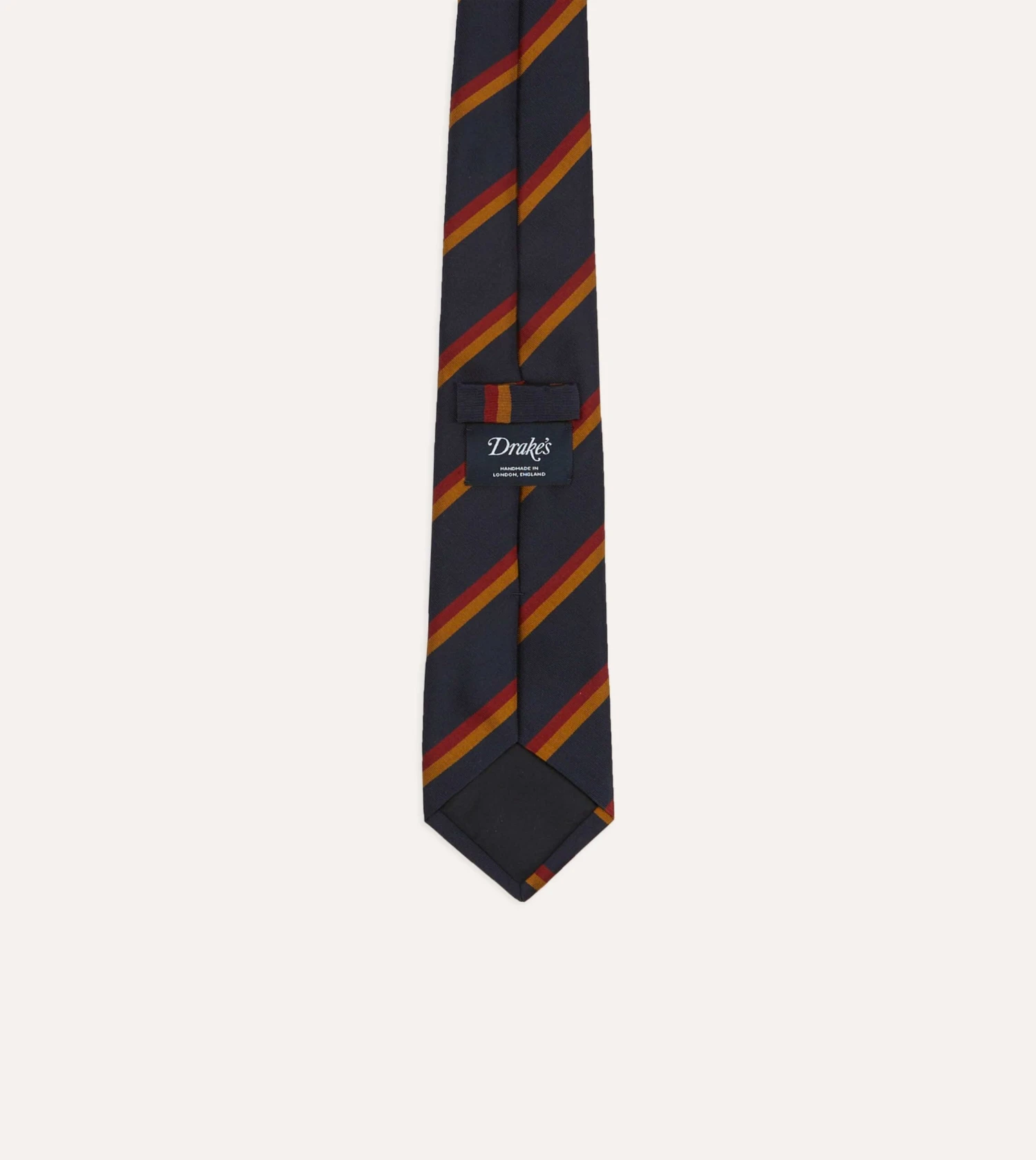 Navy, Orange And Red Regimental Stripe Mogador Tipped Tie 5 Navy, Orange And Red Regimental Stripe Mogador Tipped Tie - Image 3