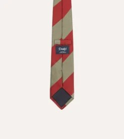 Red And Brown Wide Stripe Repp Silk Tipped Tie -Drakes Shop DR1AAN24119 01702 4