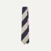 Navy And Ecru Wide Stripe Repp Silk Tipped Tie -Drakes Shop DR1AAN24119 03252 1