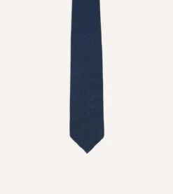 Navy Hand Rolled Large Knot Grenadine Tie -Drakes Shop DR1AAR 06654 22 250 3