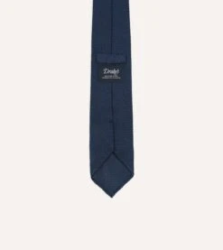 Navy Hand Rolled Large Knot Grenadine Tie -Drakes Shop DR1AAR 06654 22 250 4