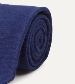 Light Navy Pure Cashmere Solid Hand Rolled Tie -Drakes Shop DR1AAR01211 02250 3