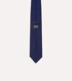 Light Navy Pure Cashmere Solid Hand Rolled Tie -Drakes Shop DR1AAR01211 02250 5