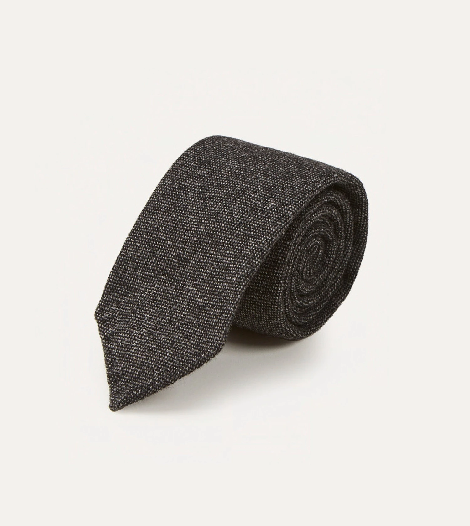 Black Pure Cashmere Solid Hand Rolled Tie 4 Black Pure Cashmere Solid Hand Rolled Tie - Image 2