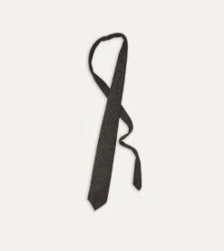 Black Pure Cashmere Solid Hand Rolled Tie 10 Black Pure Cashmere Solid Hand Rolled Tie -Drakes Shop DR1AAR01211 13100 4