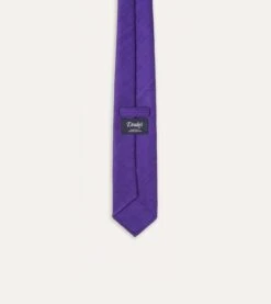 Purple Tussah Hand Rolled Silk Tie 11 Purple Tussah Hand Rolled Silk Tie -Drakes Shop DR1AAR06449 07900 5