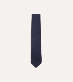 Navy Tussah Hand Rolled Silk Tie
