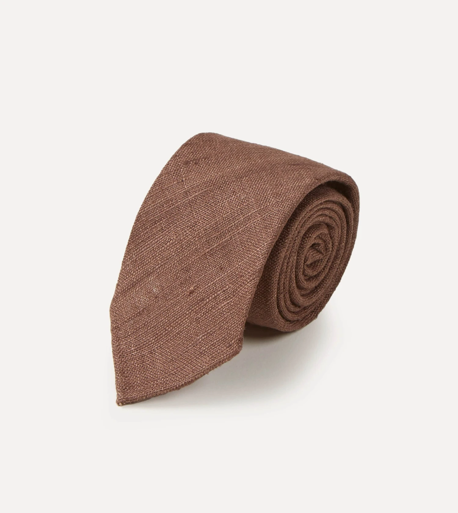 Brown Tussah Hand Rolled Silk Tie 4 Brown Tussah Hand Rolled Silk Tie - Image 2