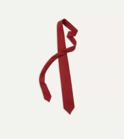 Red Tussah Hand Rolled Silk Tie -Drakes Shop DR1AAR06449 16700 4