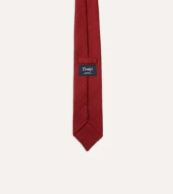 Red Tussah Hand Rolled Silk Tie -Drakes Shop DR1AAR06449 16700 5