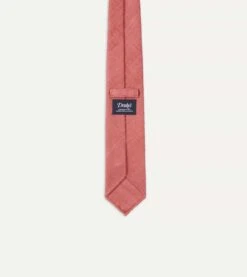 Pink Tussah Hand Rolled Silk Tie 11 Pink Tussah Hand Rolled Silk Tie -Drakes Shop DR1AAR06449 22990 5