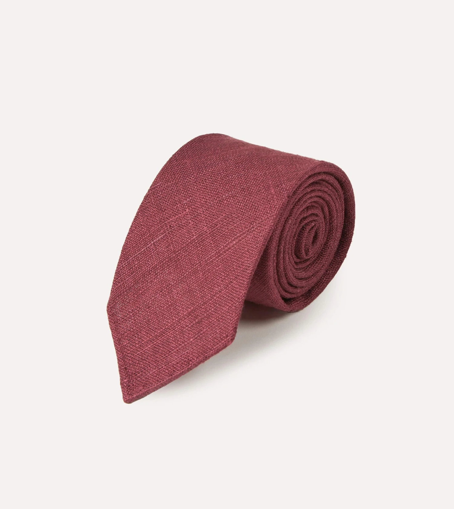 Burgundy Tussah Hand Rolled Silk Tie 4 Burgundy Tussah Hand Rolled Silk Tie - Image 2