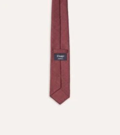 Burgundy Tussah Hand Rolled Silk Tie 11 Burgundy Tussah Hand Rolled Silk Tie -Drakes Shop DR1AAR06449 24700 5