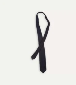 Dark Navy Hand Rolled Large Knot Grenadine Tie -Drakes Shop DR1AAR06654 11250 4