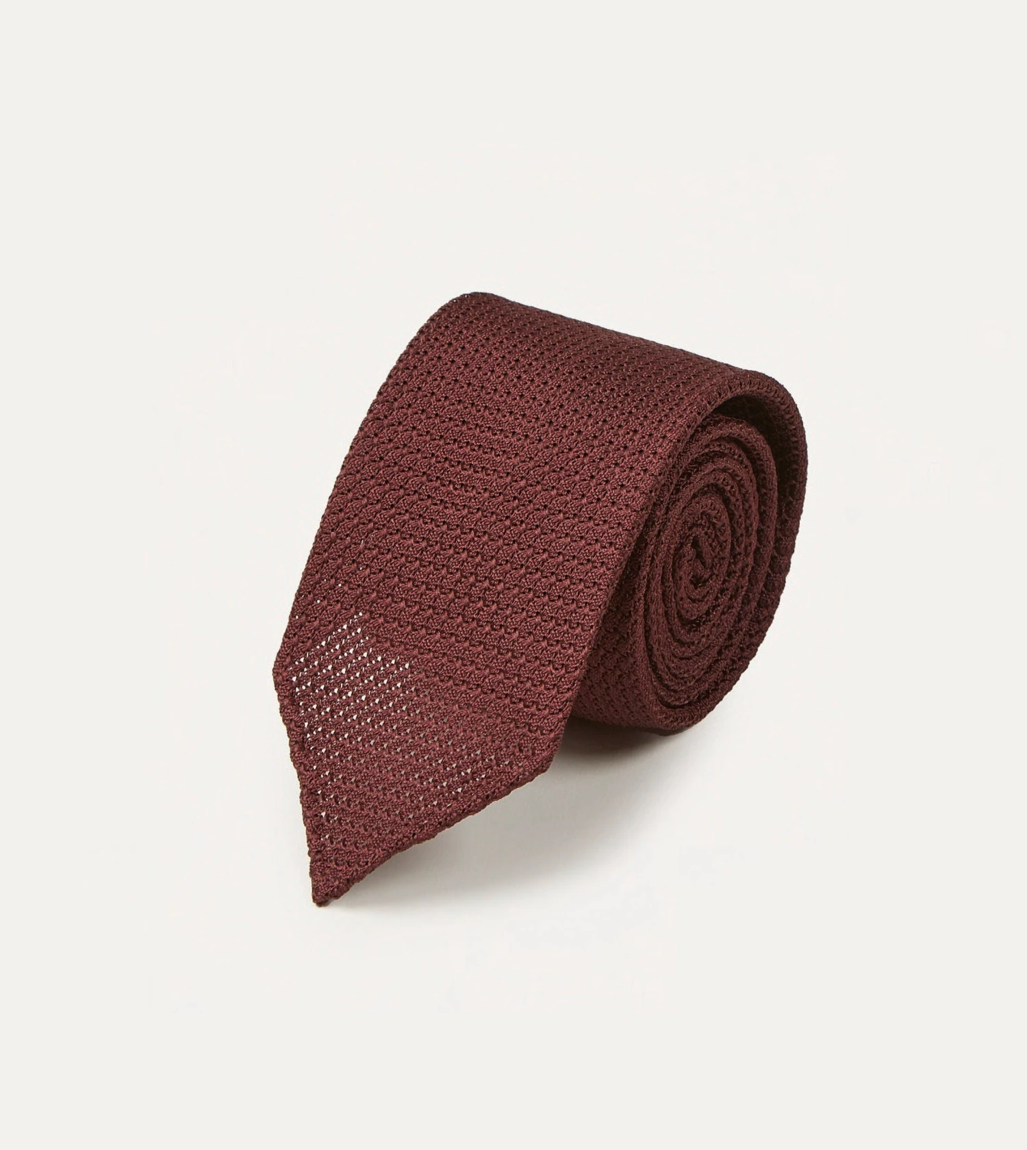 Wine Hand Rolled Large Knot Grenadine Tie 4 Wine Hand Rolled Large Knot Grenadine Tie - Image 2