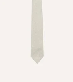Cream Hand Rolled Large Knot Grenadine Tie -Drakes Shop DR1AAR06654 29050 3