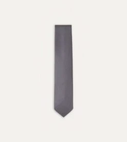Grey Silk Twill Hand Rolled Tie