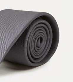 Grey Silk Twill Hand Rolled Tie -Drakes Shop DR1AAR06870 04600 3