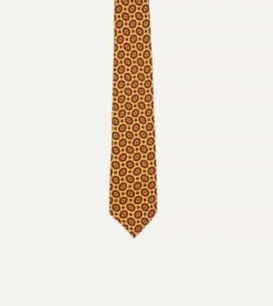 Yellow Flower Print 40oz Madder Silk Hand Rolled Tie -Drakes Shop DR1AAR08036 501 3