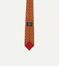 Red Flower Print 40oz Madder Silk Tipped Tie -Drakes Shop DR1AAR08036701 4
