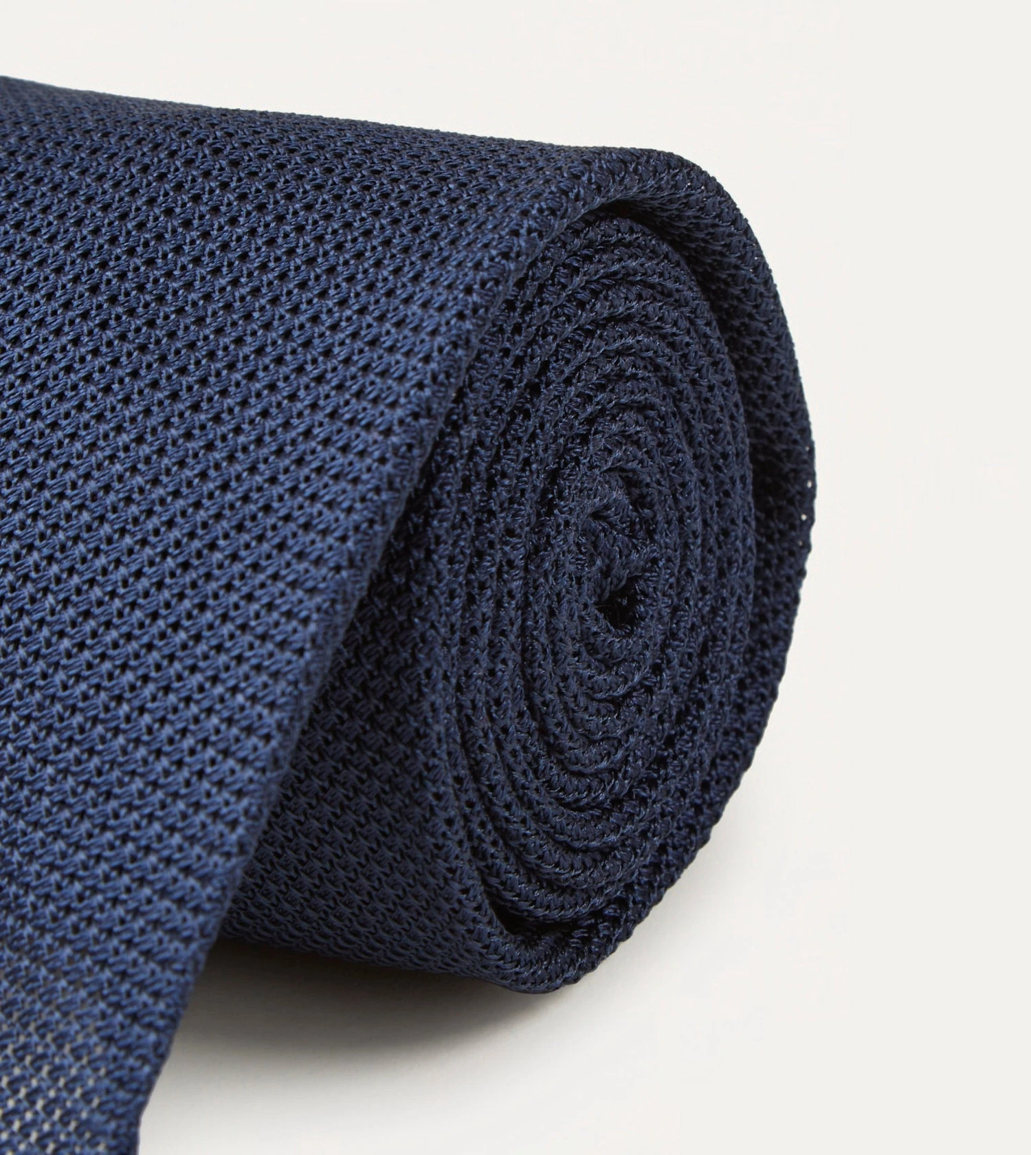 Navy Fine Woven Grenadine Silk Hand Rolled Tie 5 Navy Fine Woven Grenadine Silk Hand Rolled Tie - Image 3