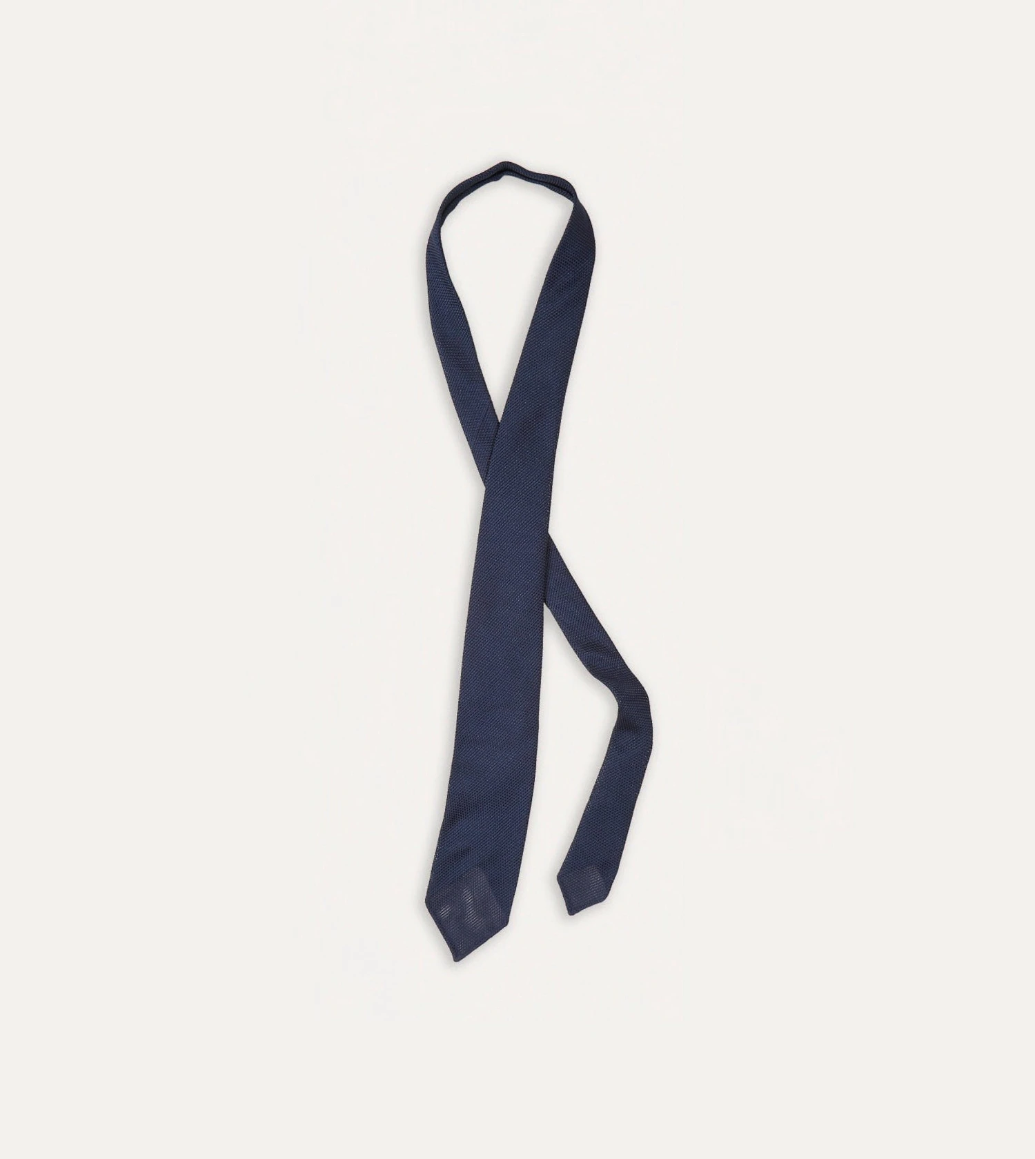 Navy Fine Woven Grenadine Silk Hand Rolled Tie 6 Navy Fine Woven Grenadine Silk Hand Rolled Tie - Image 4