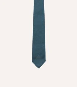 Sky Blue Fine Woven Grenadine Silk Hand Rolled Tie -Drakes Shop DR1AAR15541 05200 3