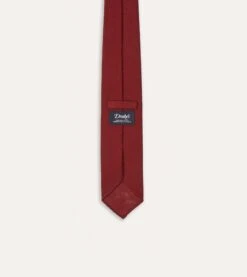 Red Fine Woven Grenadine Silk Hand Rolled Tie -Drakes Shop DR1AAR15541 07700 5