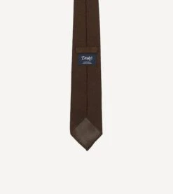 Brown Fine Woven Grenadine Silk Hand Rolled Tie 8 Brown Fine Woven Grenadine Silk Hand Rolled Tie -Drakes Shop DR1AAR15541 08300 4