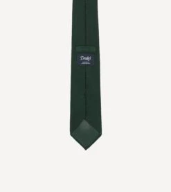 Green Fine Woven Grenadine Silk Hand Rolled Tie 8 Green Fine Woven Grenadine Silk Hand Rolled Tie -Drakes Shop DR1AAR15541 15400 4