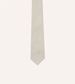 Ecru Fine Woven Grenadine Silk Hand Rolled Tie 9 Ecru Fine Woven Grenadine Silk Hand Rolled Tie -Drakes Shop DR1AAR15541 16050 3