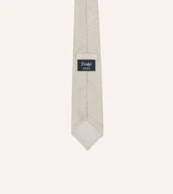 Ecru Fine Woven Grenadine Silk Hand Rolled Tie 8 Ecru Fine Woven Grenadine Silk Hand Rolled Tie -Drakes Shop DR1AAR15541 16050 4