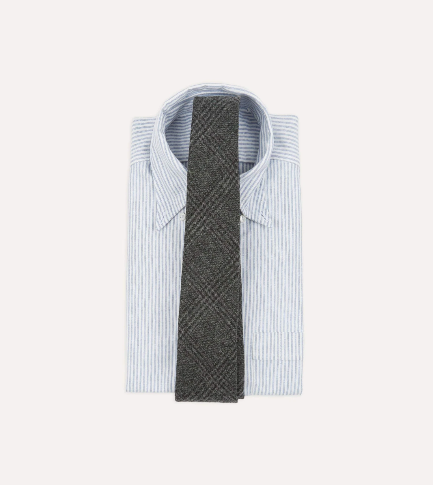 Grey Prince Of Wales Check Hand Rolled Wool Tie 4 Grey Prince Of Wales Check Hand Rolled Wool Tie - Image 2