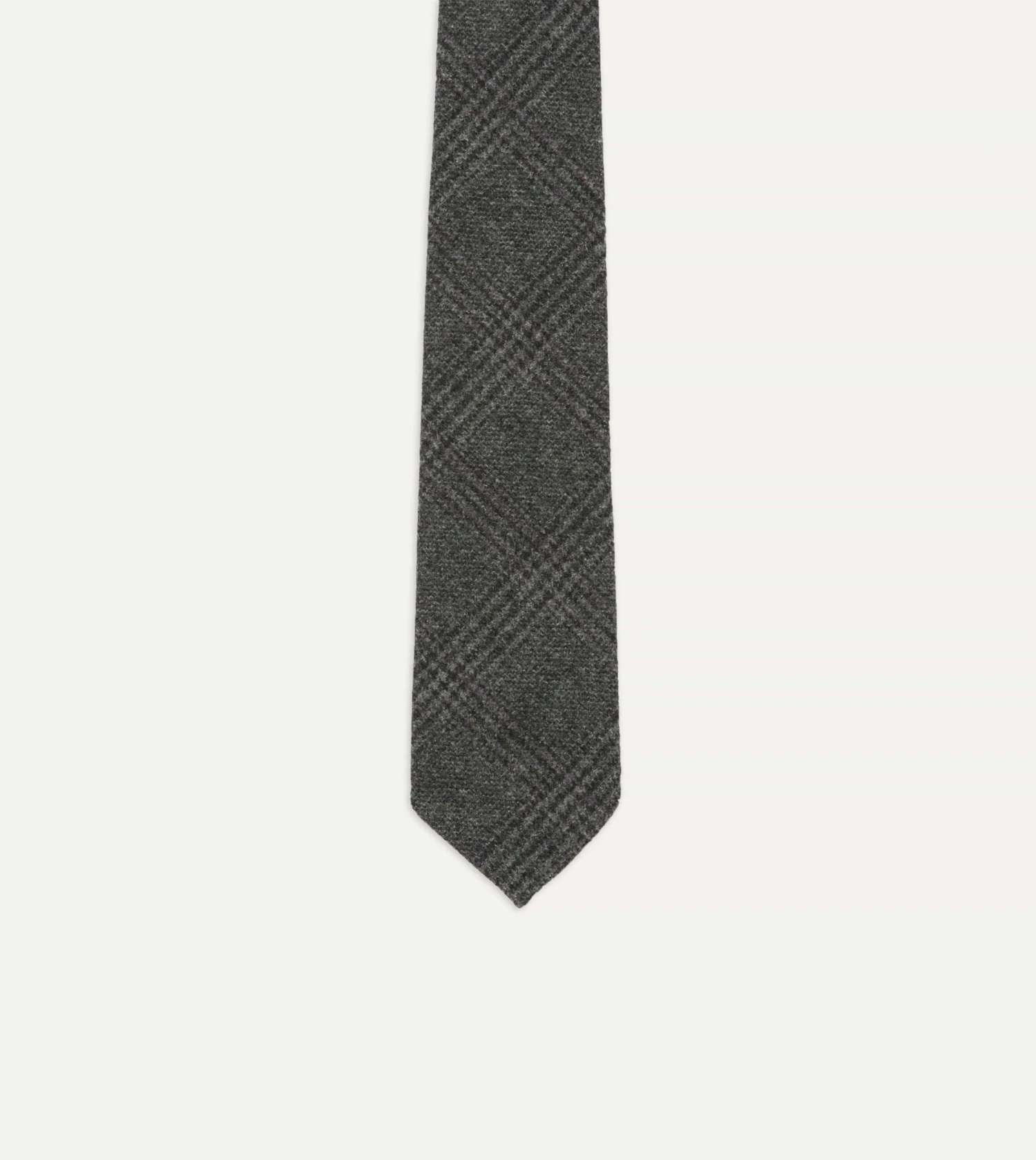 Grey Prince Of Wales Check Hand Rolled Wool Tie 5 Grey Prince Of Wales Check Hand Rolled Wool Tie - Image 3