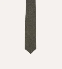 Grey Brushed Solid Hand Rolled Wool Tie -Drakes Shop DR1AAR22844 03600 3