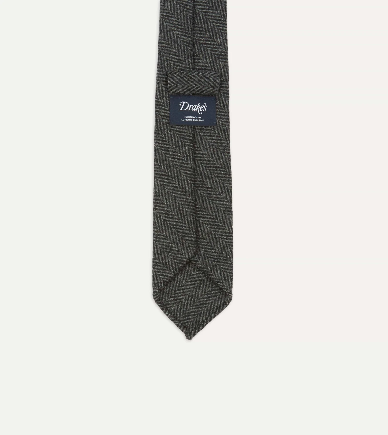 Grey Herringbone Hand Rolled Wool Tie 6 Grey Herringbone Hand Rolled Wool Tie - Image 4