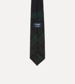Blackwatch Check Hand Rolled Wool Tie -Drakes Shop DR1AAR22847 01250 4