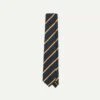 Navy, Red And Yellow Stripe Shantung Silk Tie -Drakes Shop DR1AAR23125 03252 2