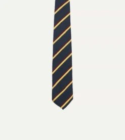 Navy, Red And Yellow Stripe Shantung Silk Tie -Drakes Shop DR1AAR23125 03252 3